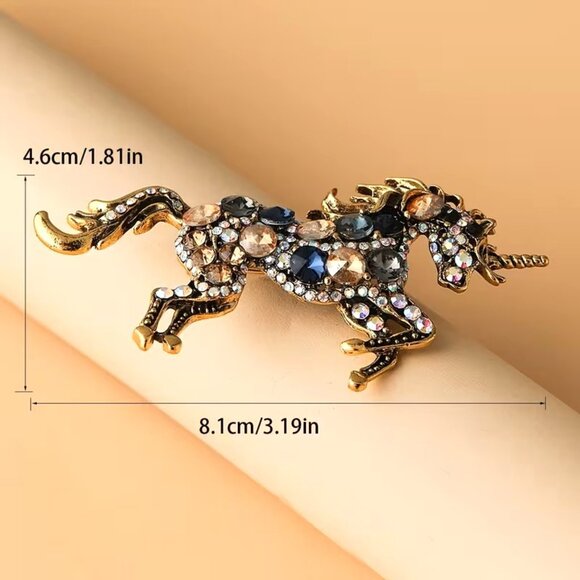 Large Unicorn Horse Brooch or Pendant Rhinestone Glam Fantasy Trendy Stylish FUN - Picture 4 of 4
